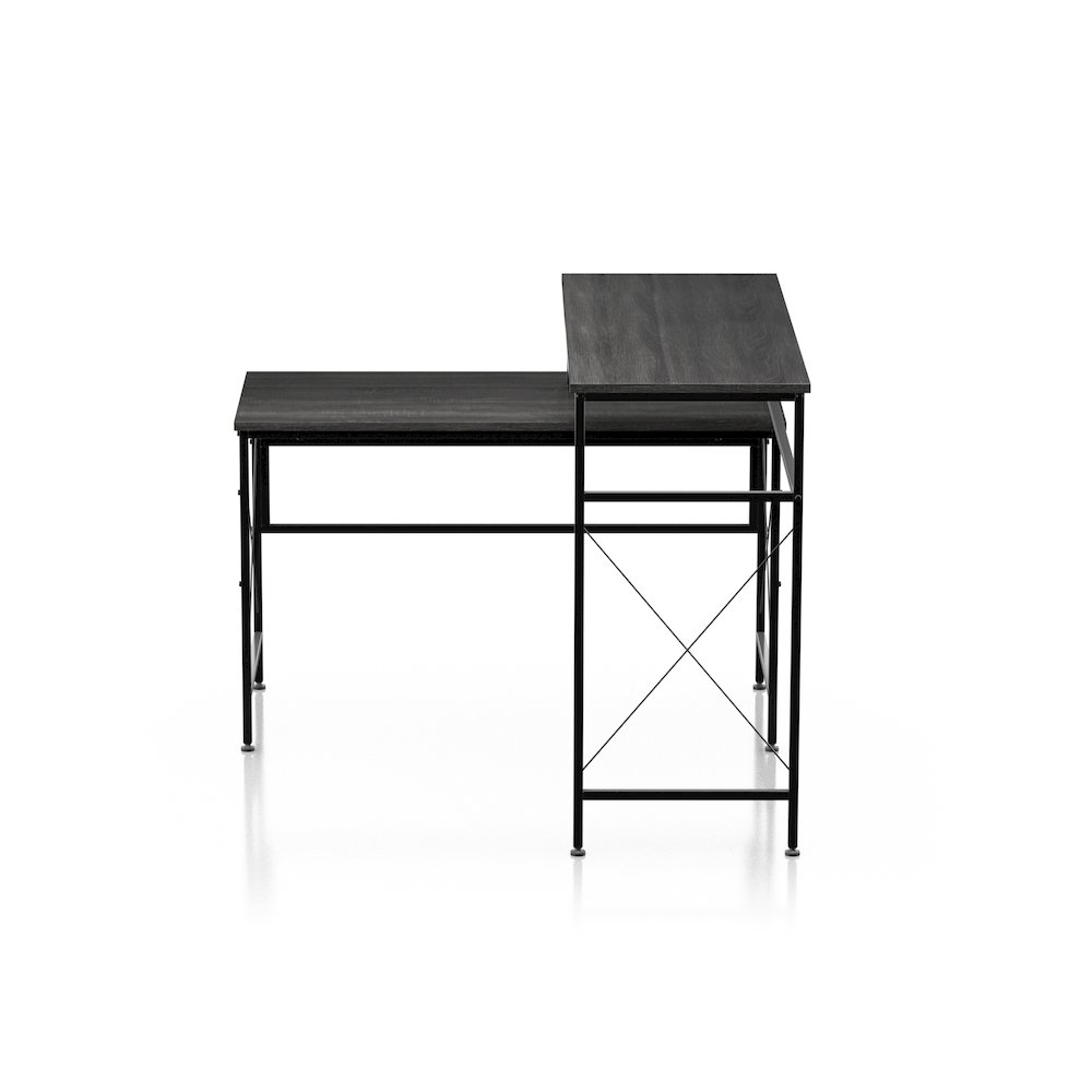 Washall Industrial Wood Computer Desk with USB in Gray. Picture 2