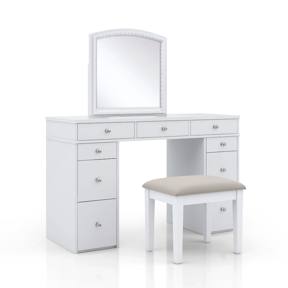 Galveston Solid Wood 3-Piece Vanity Set in White. Picture 1
