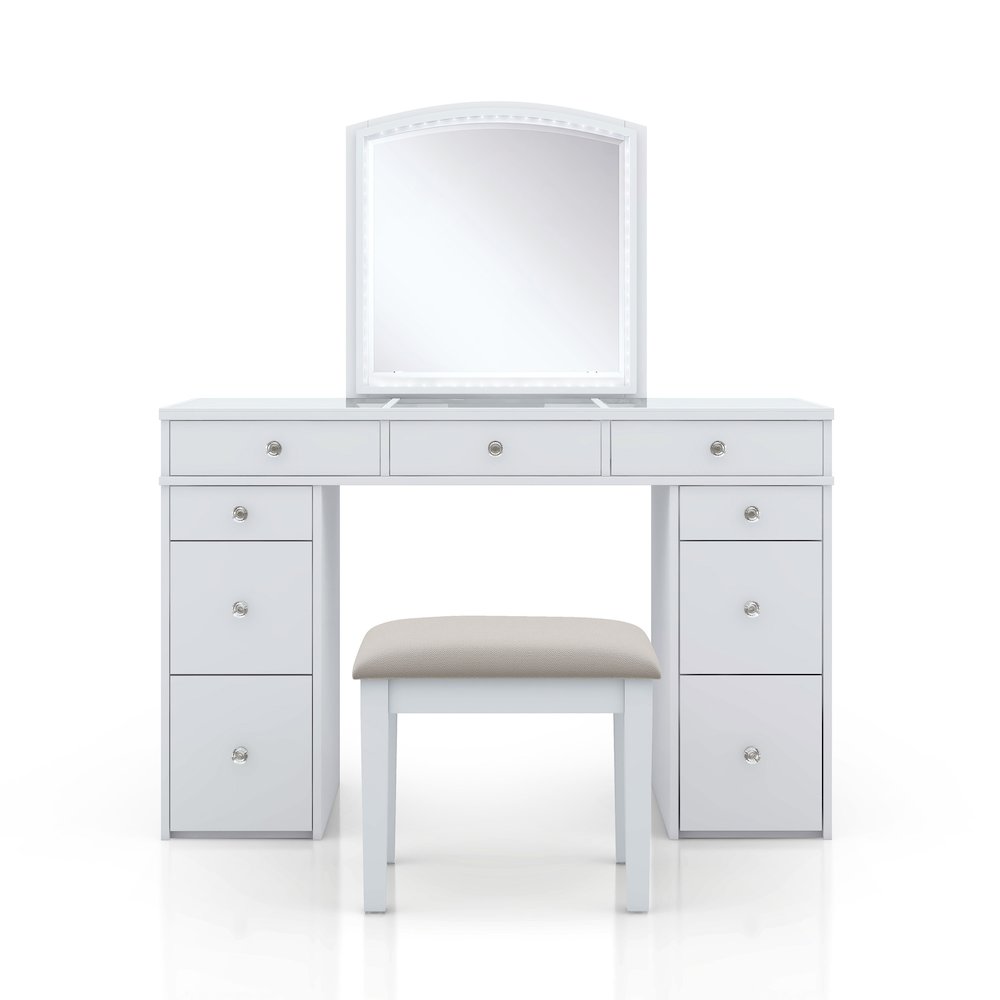 Galveston Solid Wood 3-Piece Vanity Set in White. Picture 2