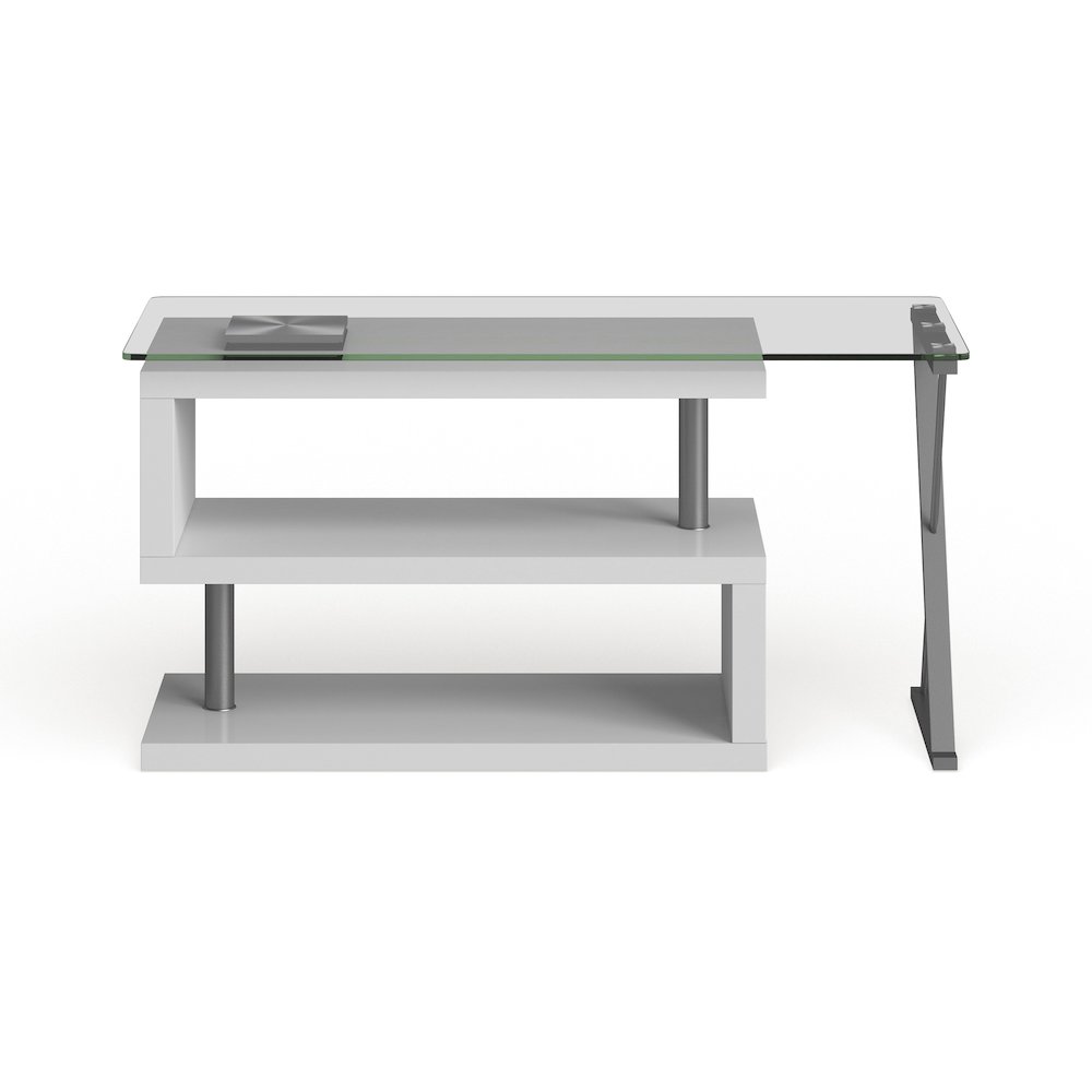 Fiora Modern Metal Swivel Writing Desk in White. Picture 2