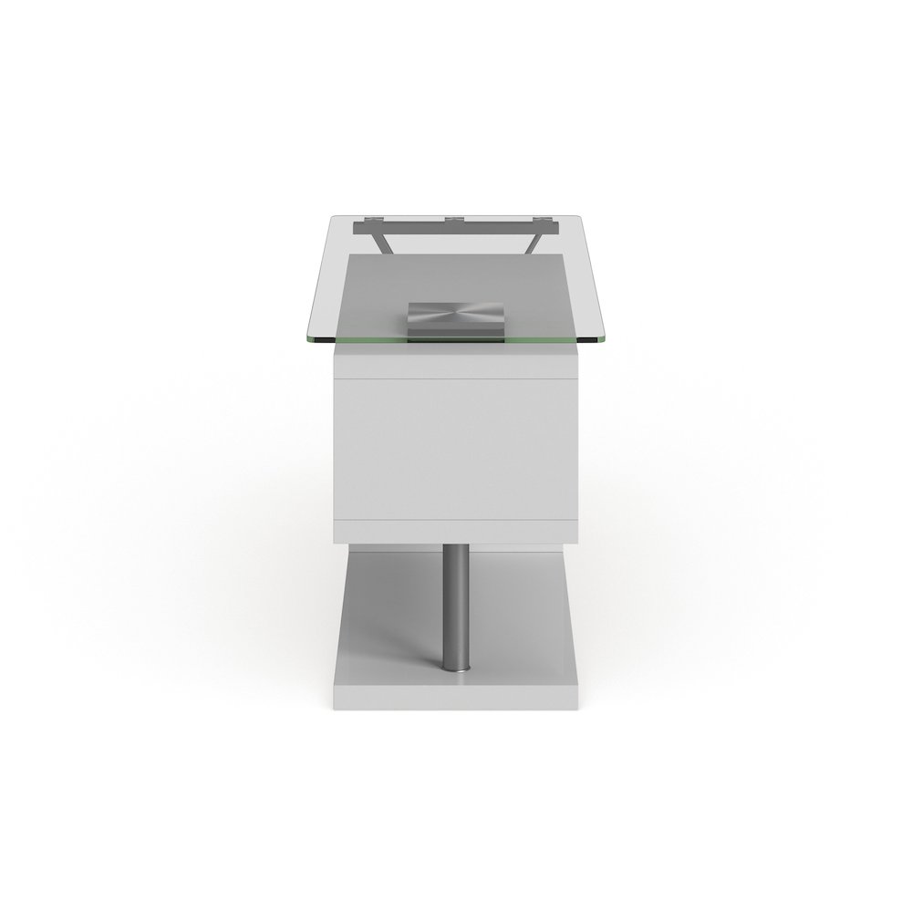 Fiora Modern Metal Swivel Writing Desk in White. Picture 4