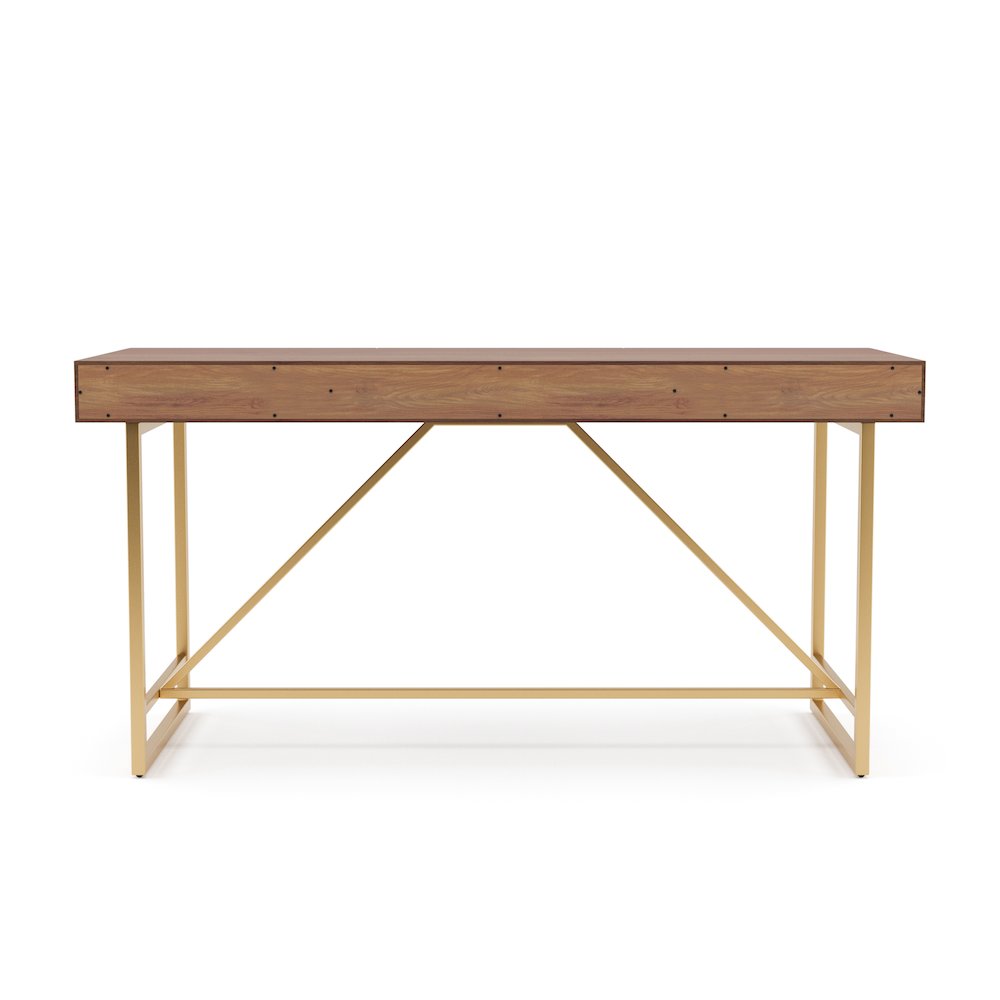 Teviot Wood 3-Drawer Writing Desk in Light Walnut. Picture 3