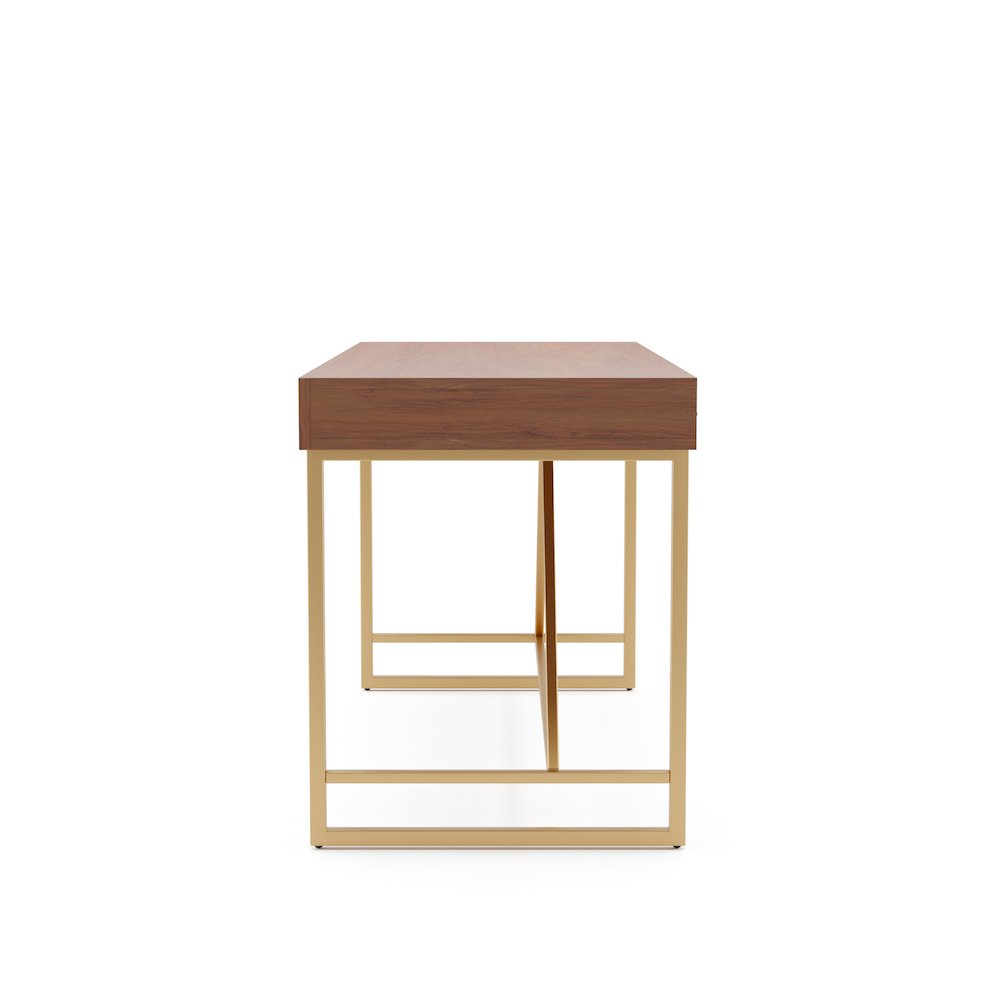 Teviot Wood 3-Drawer Writing Desk in Light Walnut. Picture 1