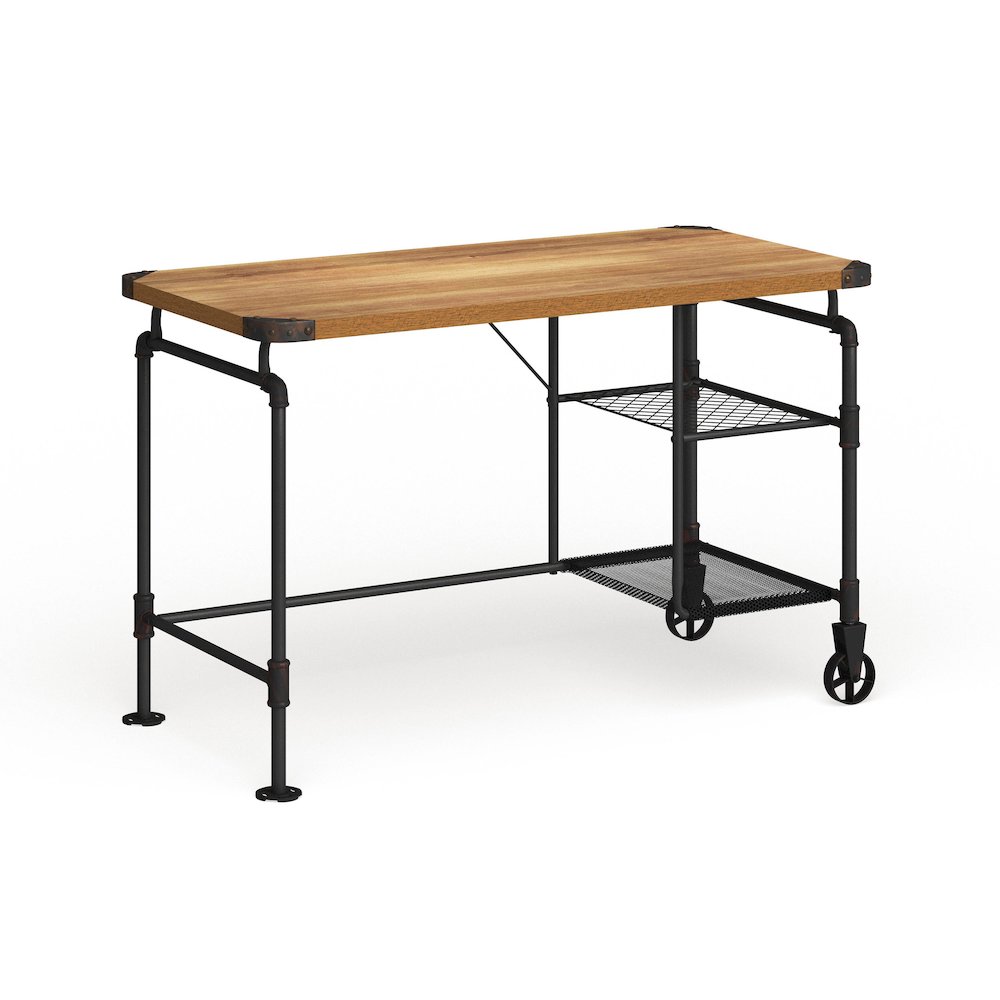 Jonathan Metal Writing Desk with Casters in Antique Black. Picture 1