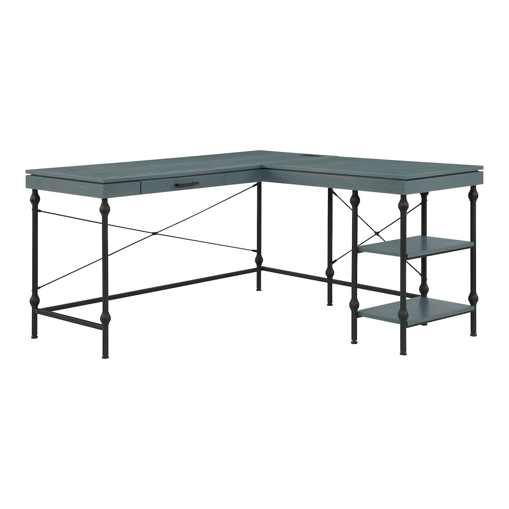 Diego L-shaped Wooden Desk. Picture 1