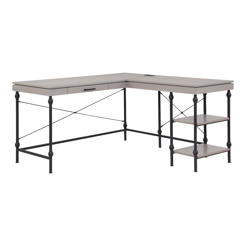 Diego L-shaped Wooden Desk. Picture 1
