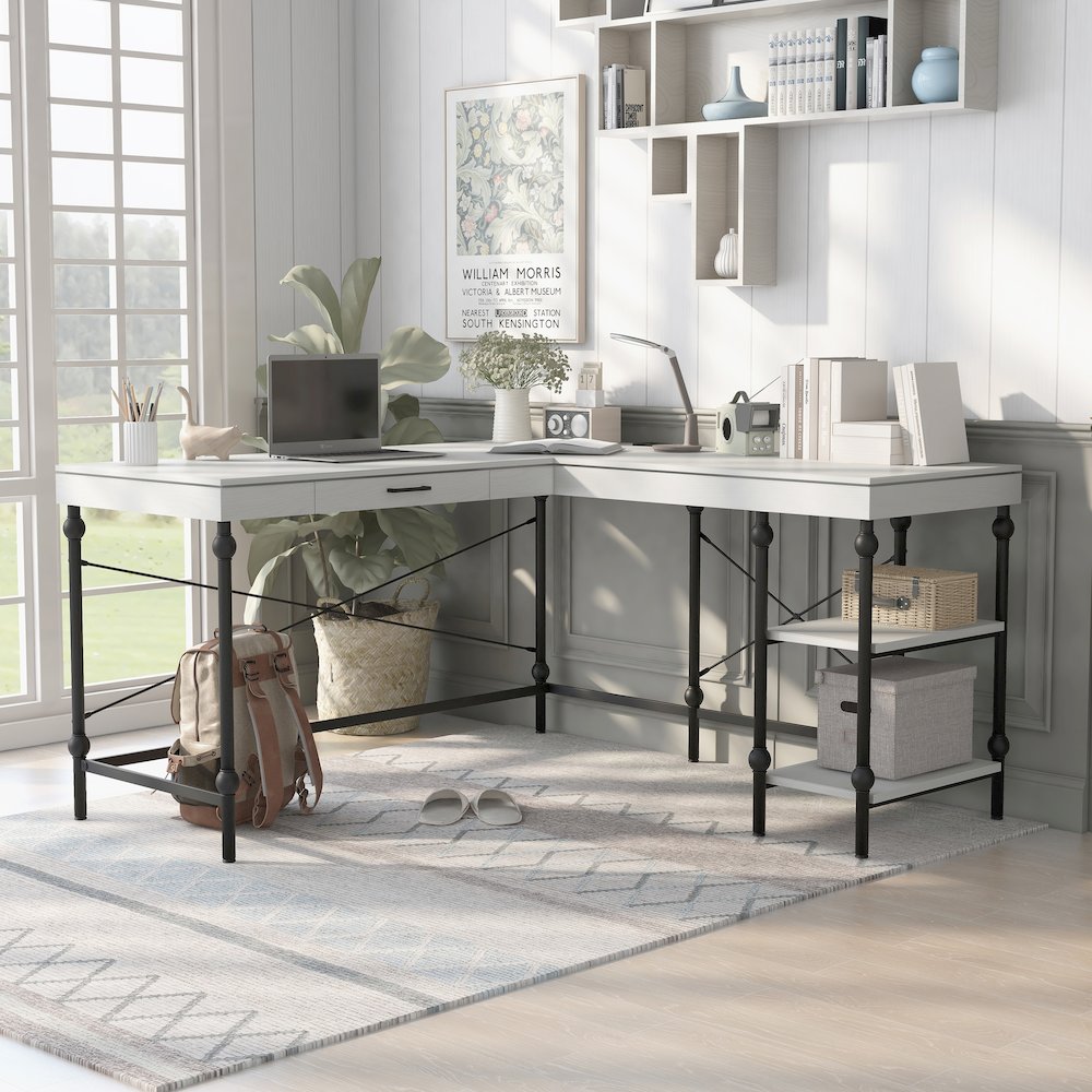 Diego L-shaped Wooden Desk. Picture 5