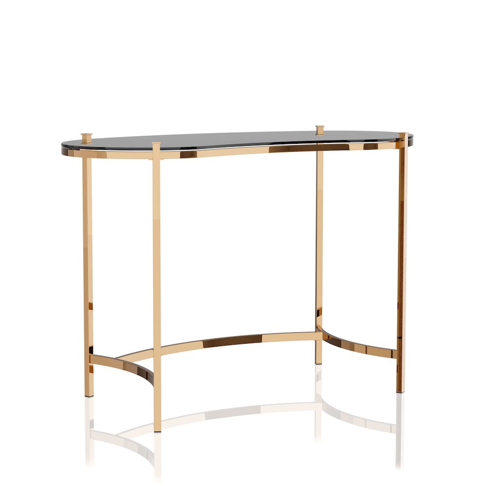 Lythy Contemporary Glass Top Desk in Gold. Picture 2