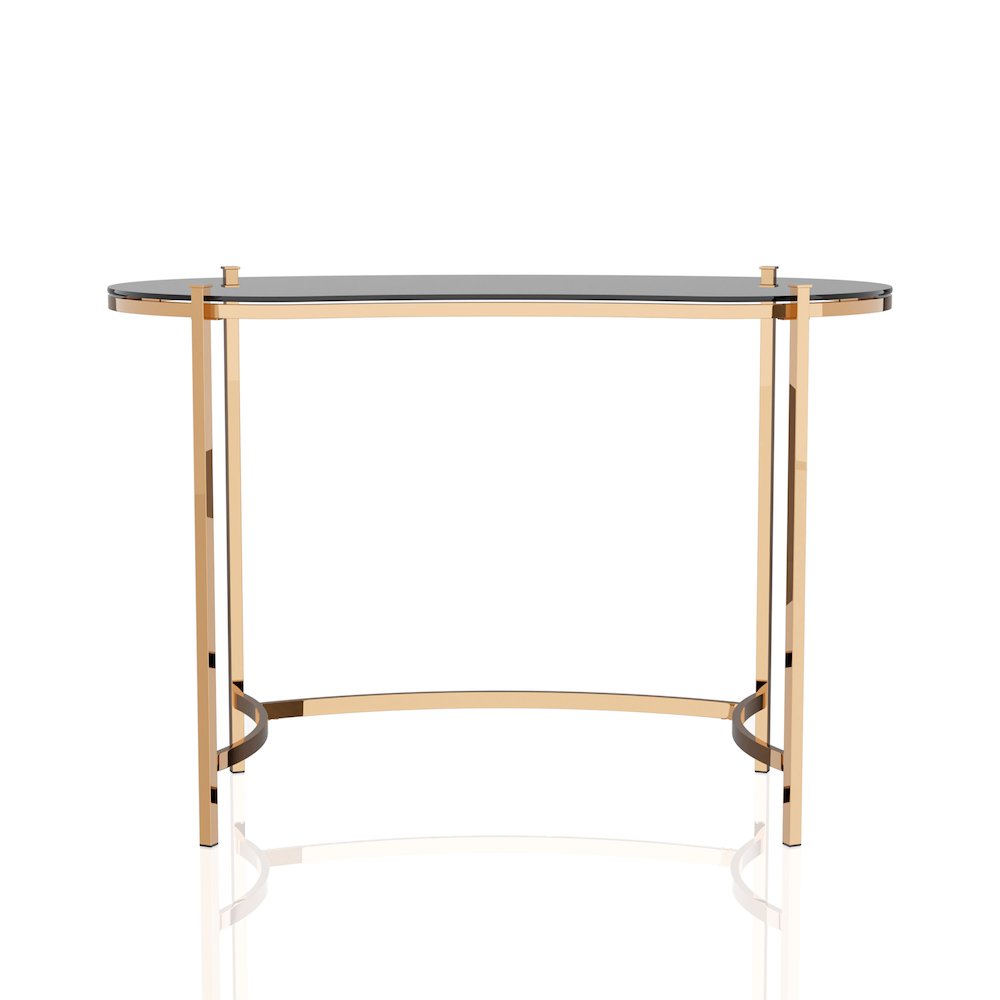 Lythy Contemporary Glass Top Desk in Gold. Picture 1