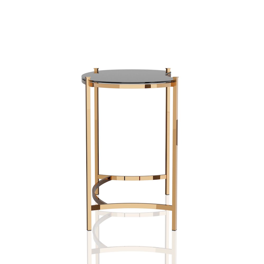 Lythy Contemporary Glass Top Desk in Gold. Picture 3