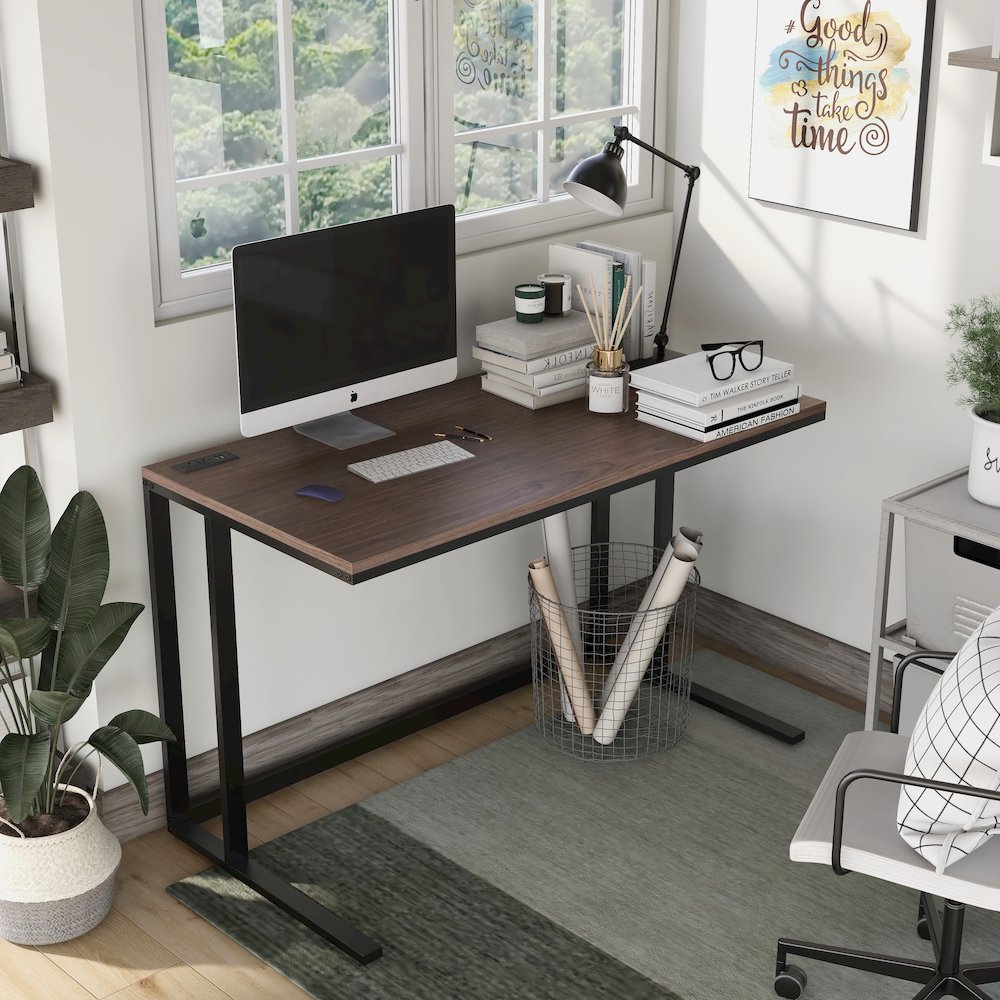 Nillaine Wood Writing Desk with USB. Picture 5