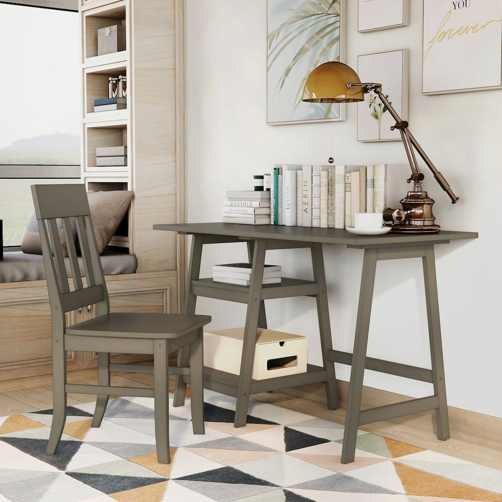 Prenna Wood 2-Piece Writing Desk and Chair Set. Picture 4