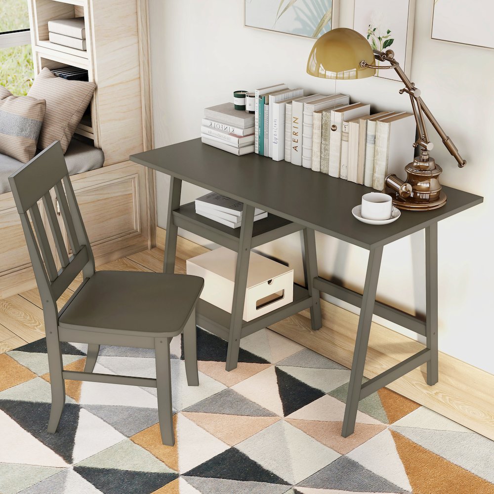 Prenna Wood 2-Piece Writing Desk and Chair Set. Picture 5