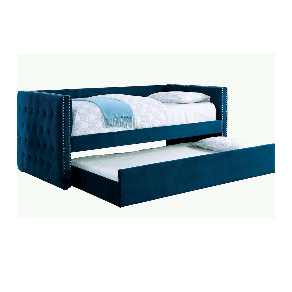 Elazar Transitional Flannelette Upholstered Twin Daybed. Picture 1