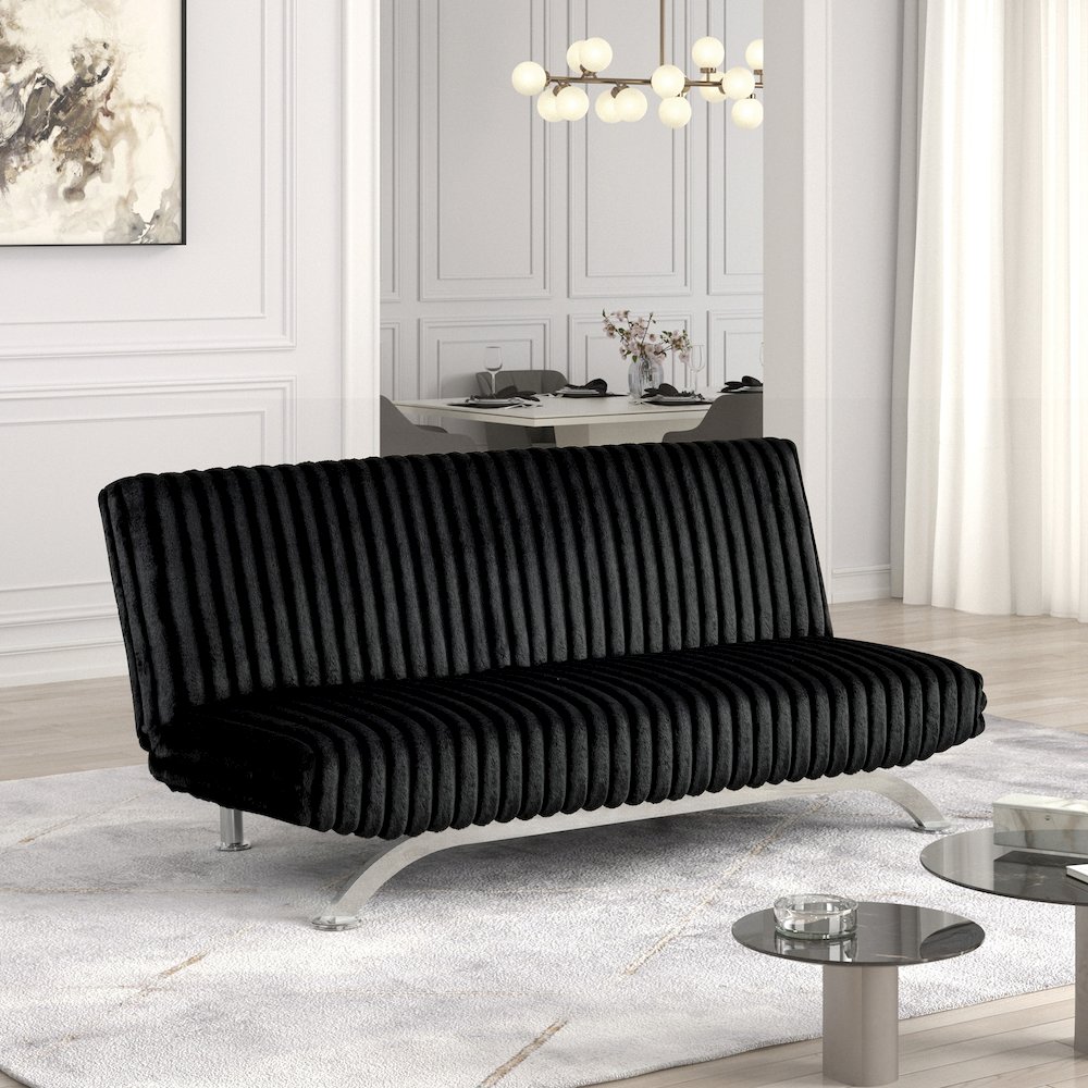 Sturon Upholstered Fabric Futon Sofa Bed. Picture 2