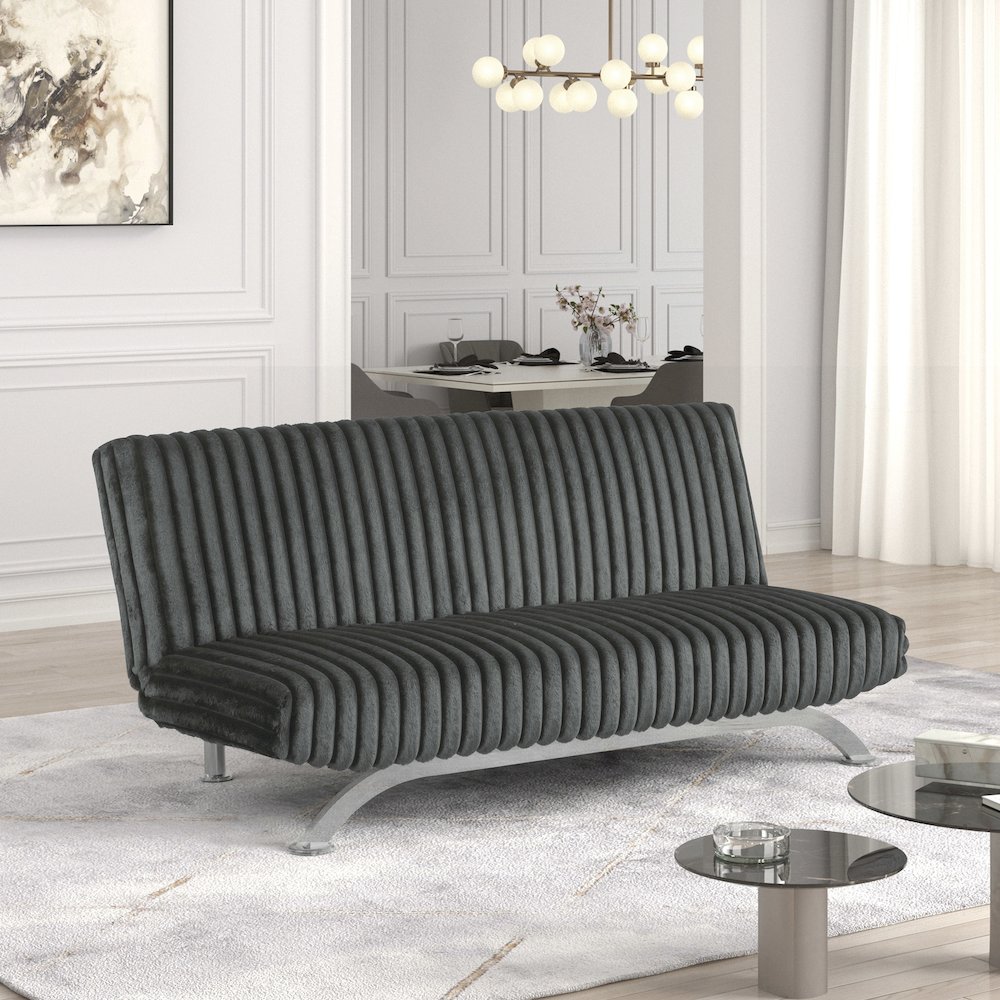 Sturon Upholstered Fabric Futon Sofa Bed. Picture 2