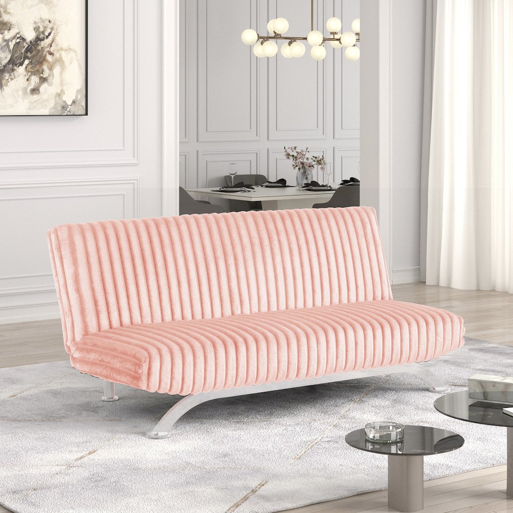 Sturon Upholstered Fabric Futon Sofa Bed. Picture 2