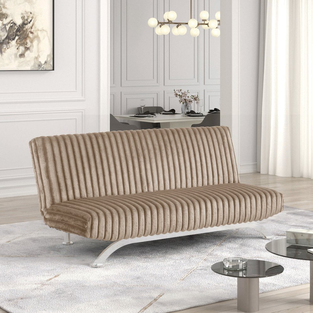 Sturon Upholstered Fabric Futon Sofa Bed. Picture 2