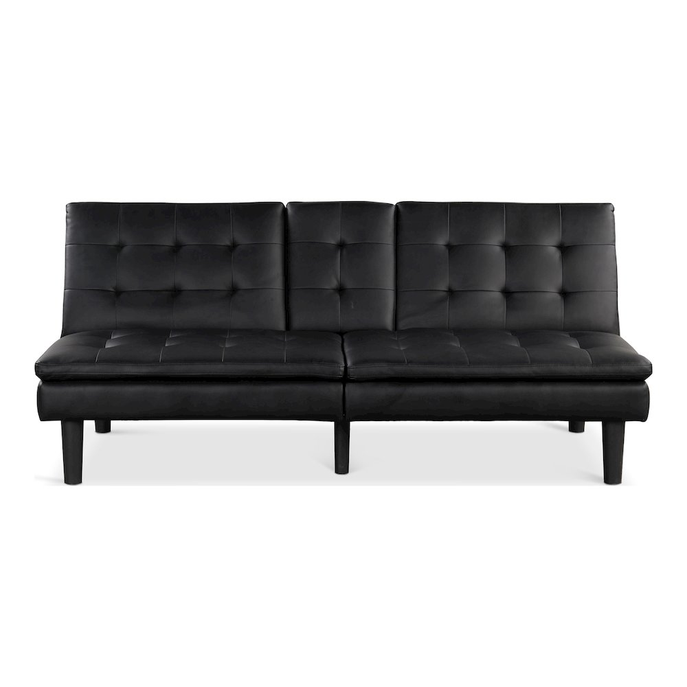 Fallein Black Faux Leather Futon Sofa Bed with USB Ports. Picture 2