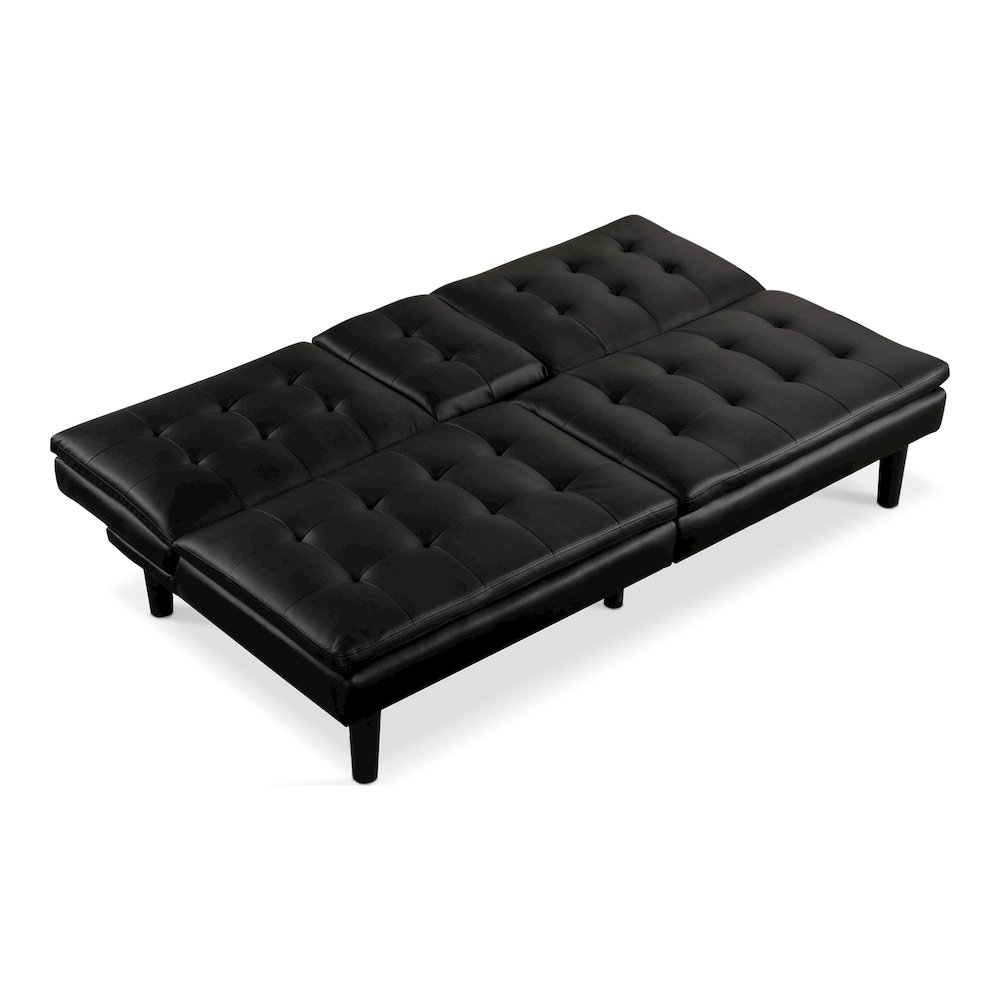 Fallein Black Faux Leather Futon Sofa Bed with USB Ports. Picture 3