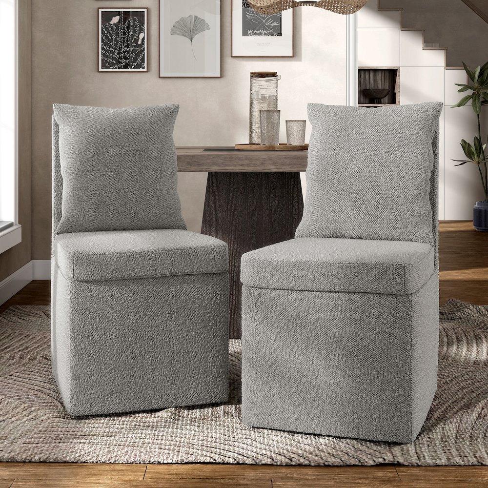 Jaine Modern Boucle Chenille Square Swivel Dining Chair. Picture 4