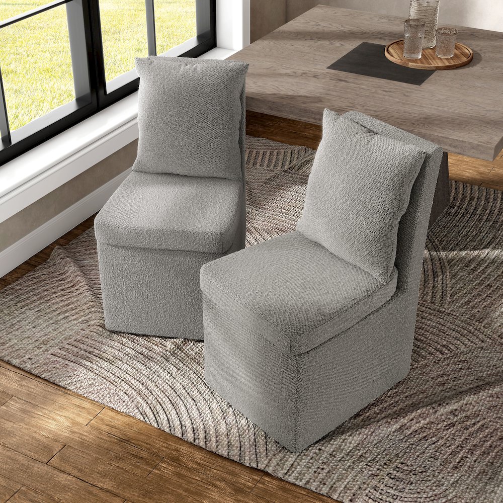 Jaine Modern Boucle Chenille Square Swivel Dining Chair. Picture 5