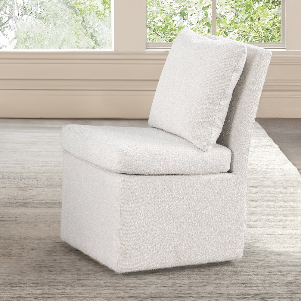 Jaine Modern Boucle Chenille Square Swivel Dining Chair. Picture 4