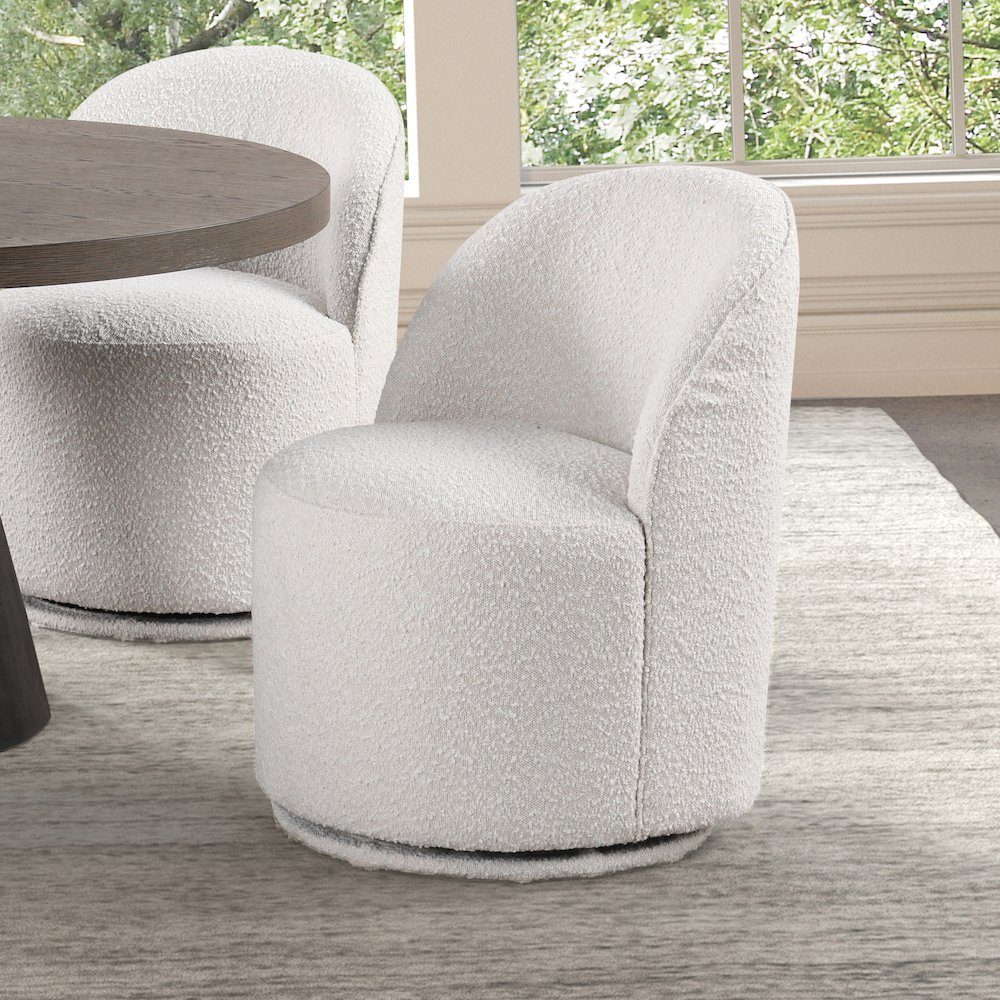 Jaine Modern Boucle Chenille Round Swivel Dining Chair. Picture 5