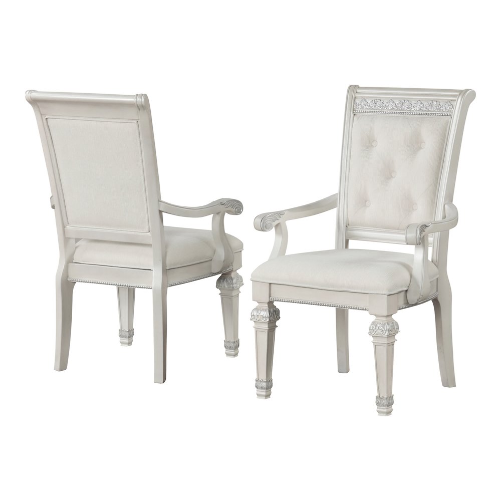 Amelie Ivory Upholstered Dining Arm Chair (Set of 2). Picture 1