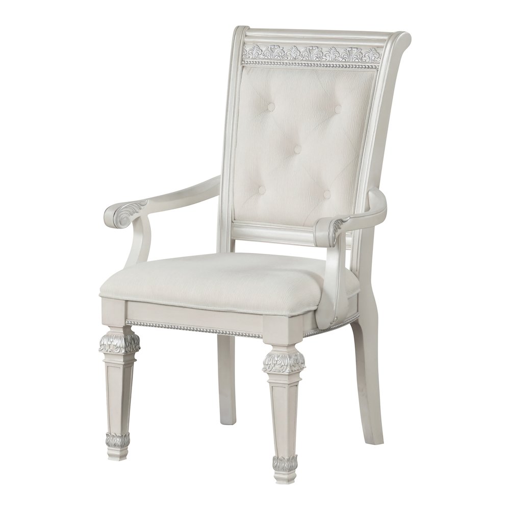 Amelie Ivory Upholstered Dining Arm Chair (Set of 2). Picture 2
