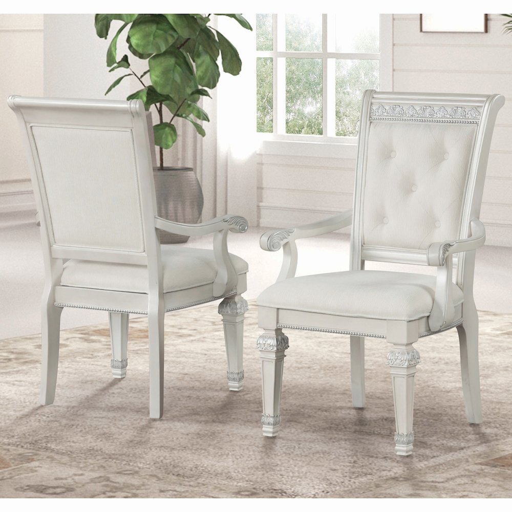 Amelie Ivory Upholstered Dining Arm Chair (Set of 2). Picture 4