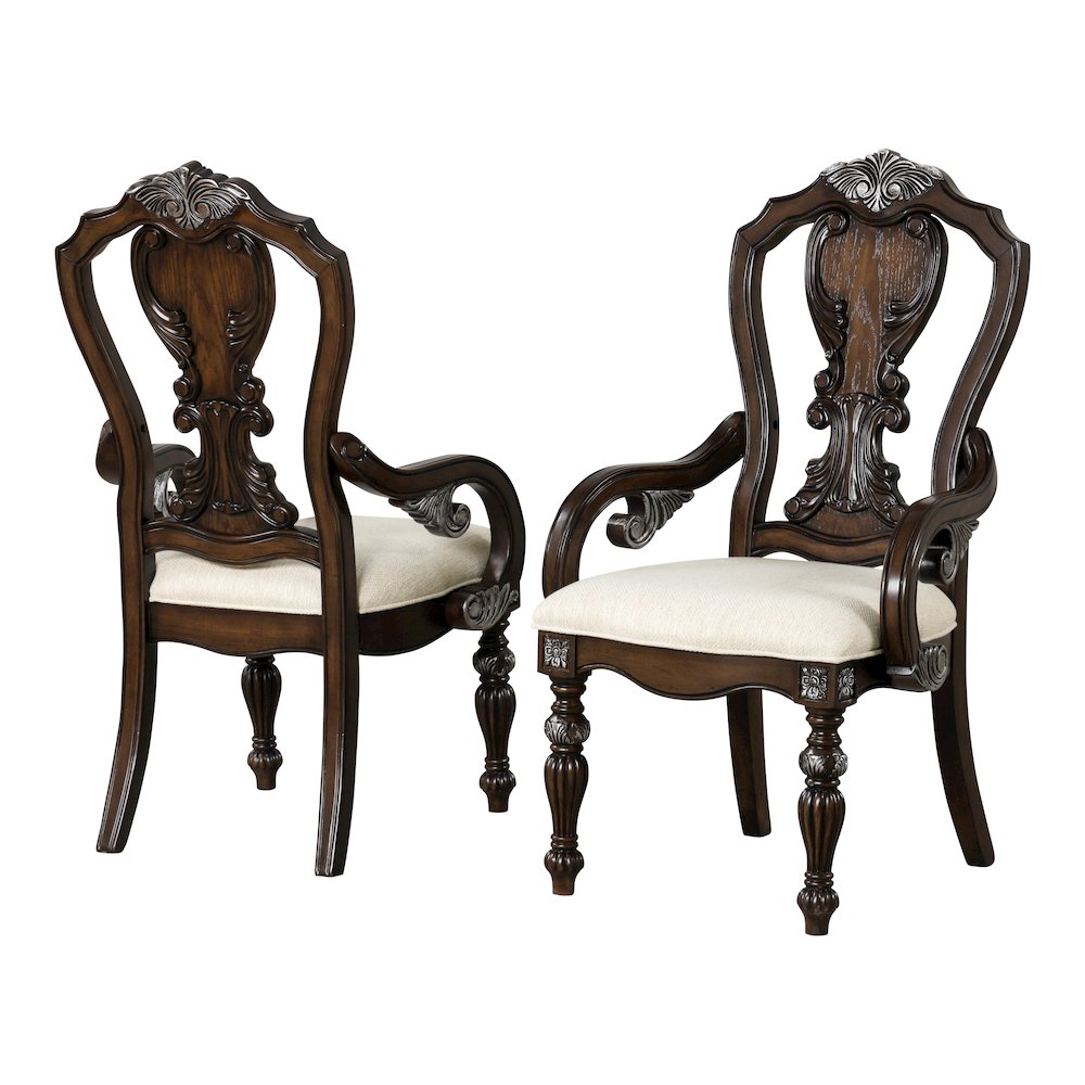Giselle Dark Brown Upholstered Dining Arm Chair (Set of 2). Picture 1