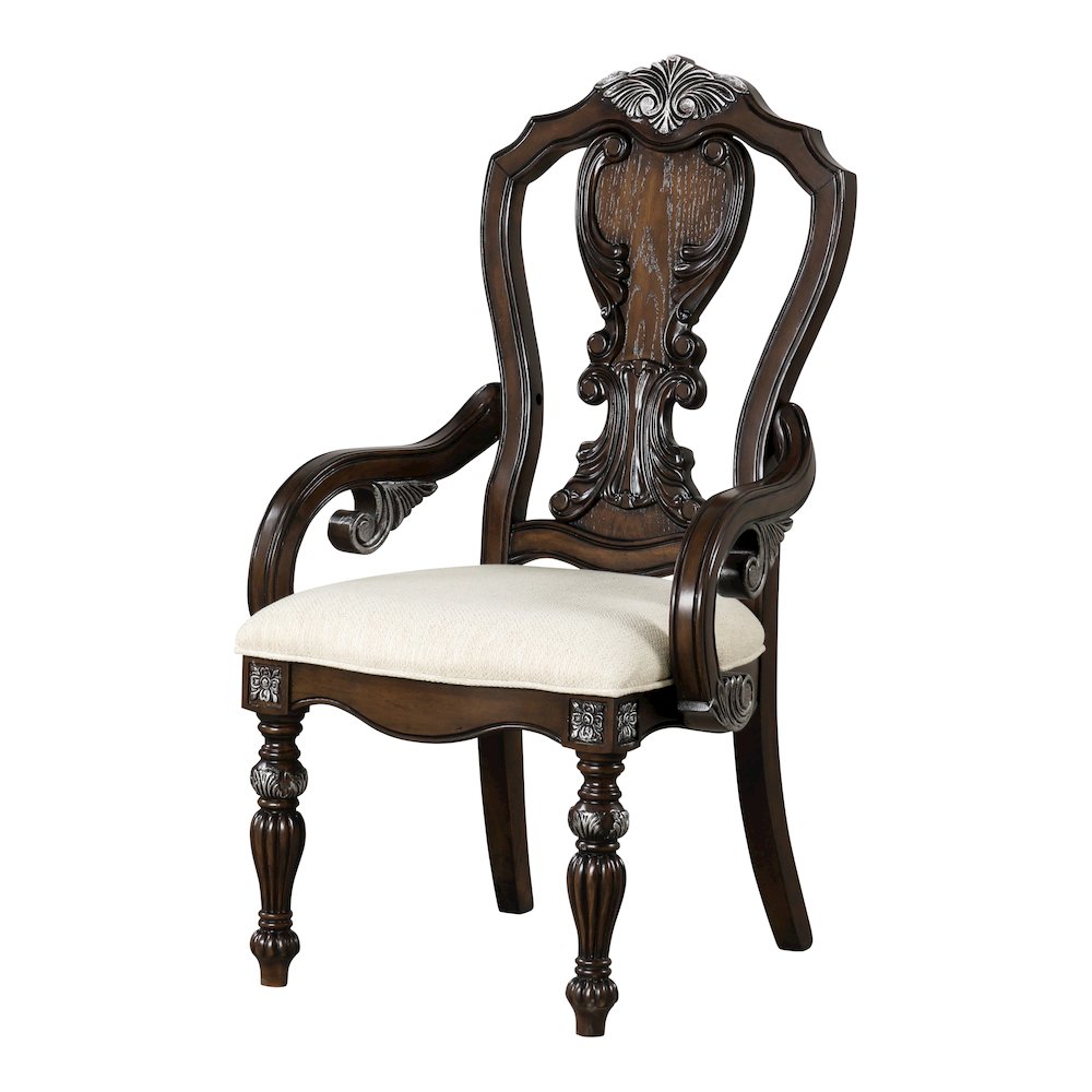 Giselle Dark Brown Upholstered Dining Arm Chair (Set of 2). Picture 2