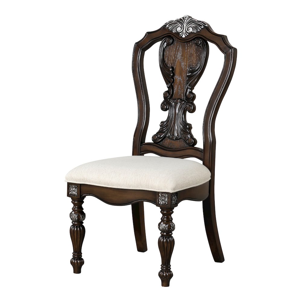Giselle Dark Brown Upholstered Dining Side Chair (Set of 2). Picture 2