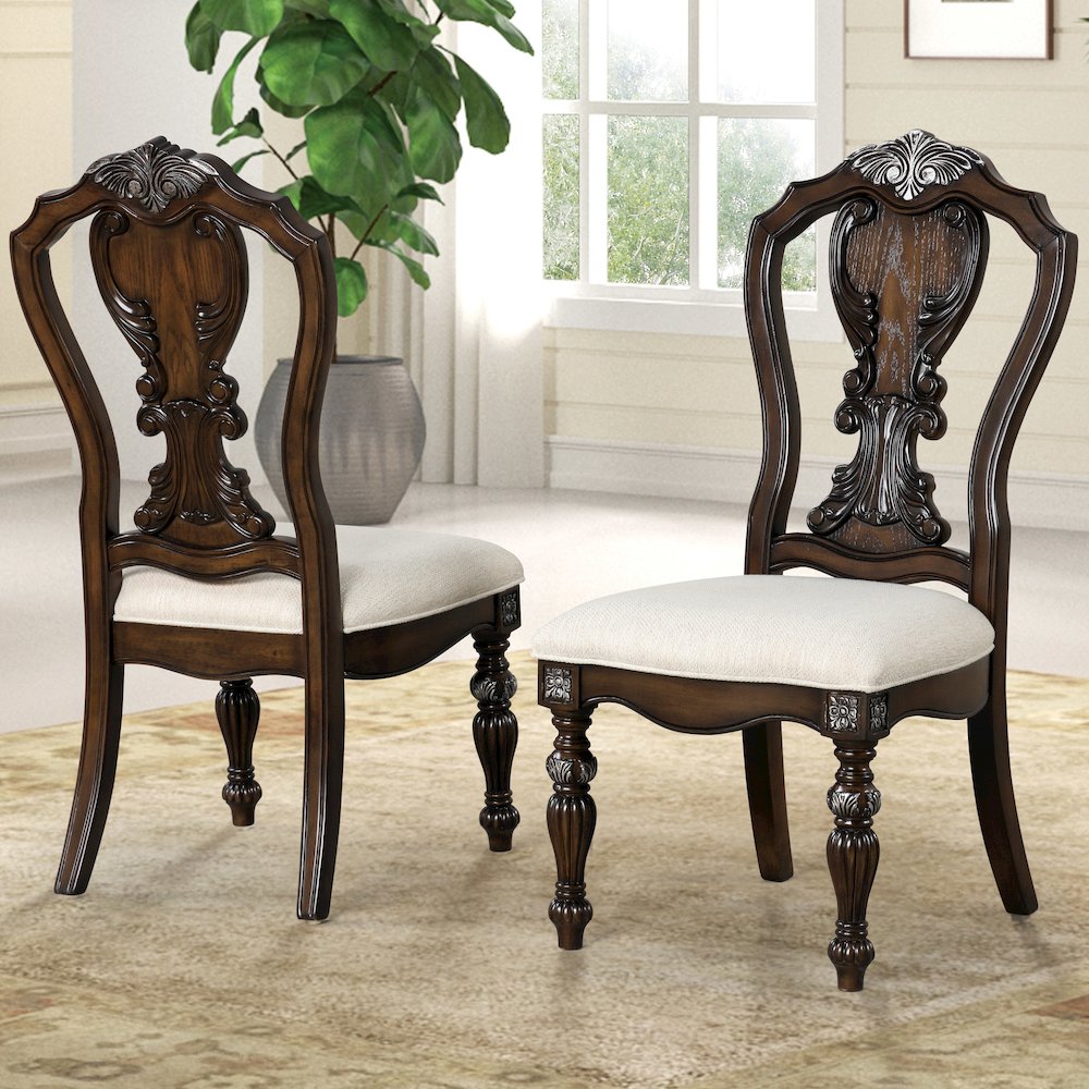 Giselle Dark Brown Upholstered Dining Side Chair (Set of 2). Picture 4