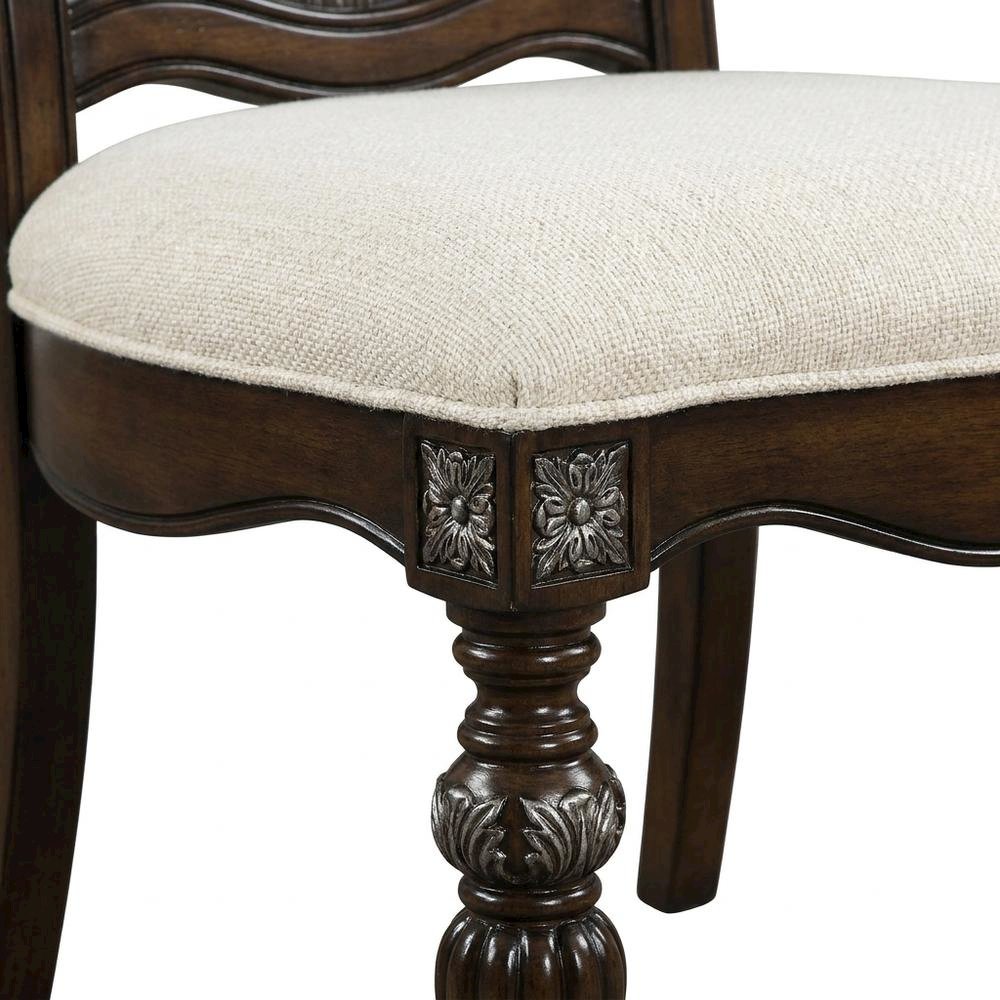Dark Brown Upholstered Dining Side Chairs with Cushioned Seating, Set of 2. Picture 7