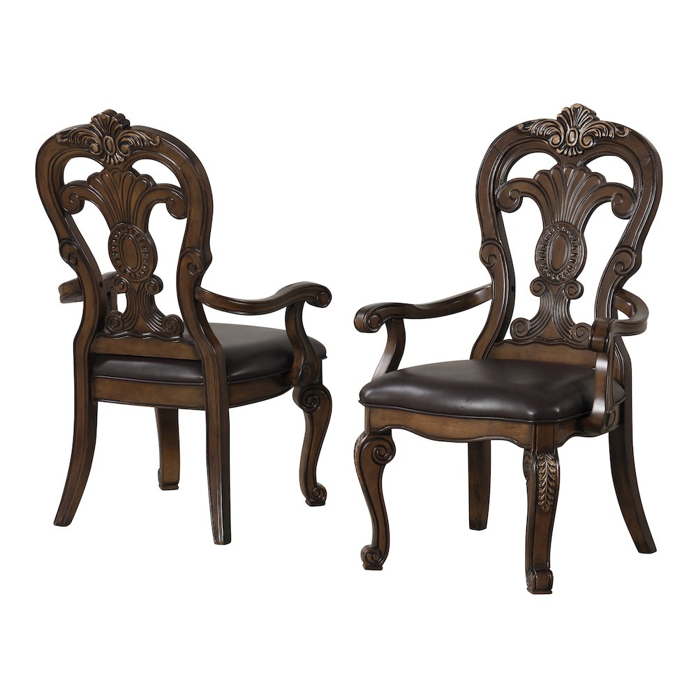 Melina Dark Brown Upholstered Dining Arm Chair (Set of 2). Picture 1