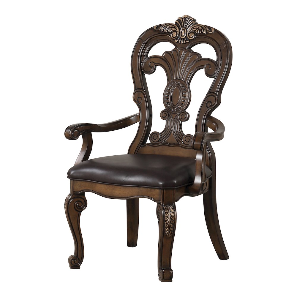 Melina Dark Brown Upholstered Dining Arm Chair (Set of 2). Picture 2