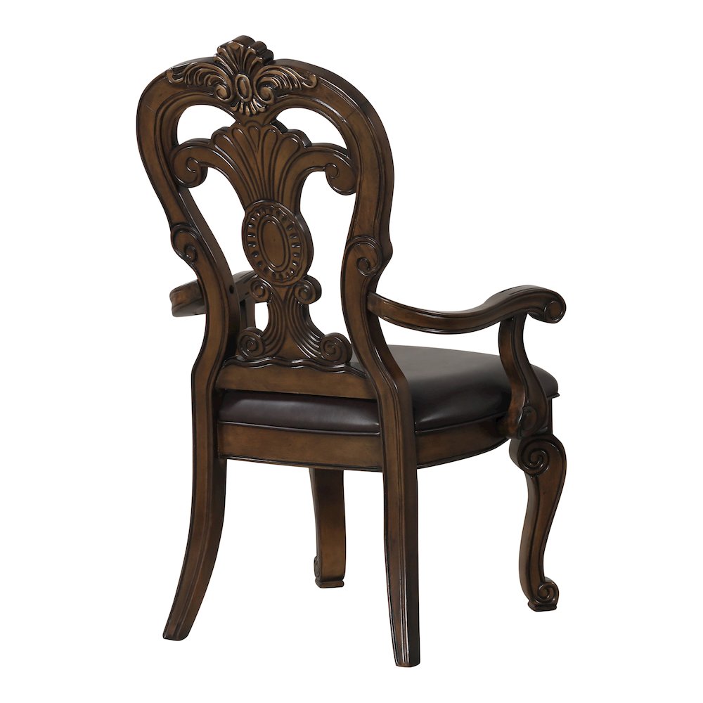 Melina Dark Brown Upholstered Dining Arm Chair (Set of 2). Picture 3