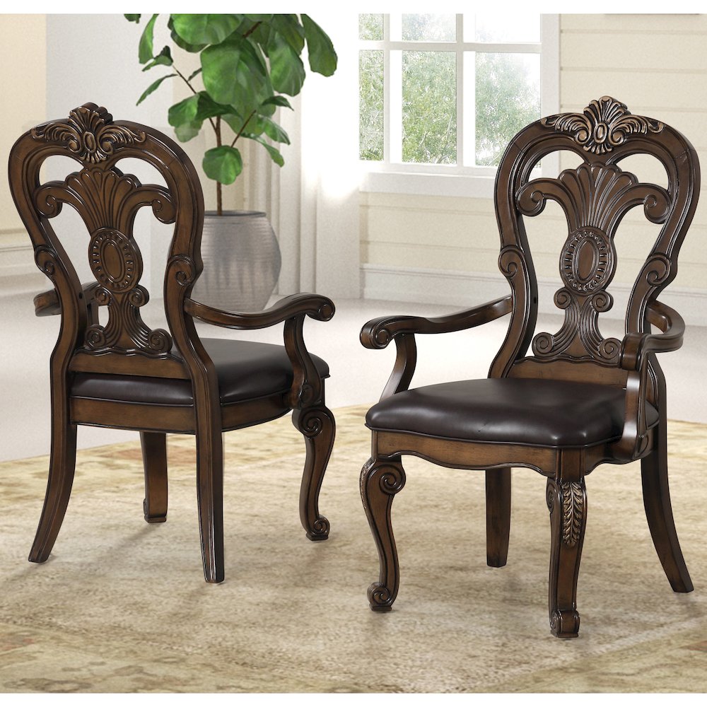 Melina Dark Brown Upholstered Dining Arm Chair (Set of 2). Picture 4