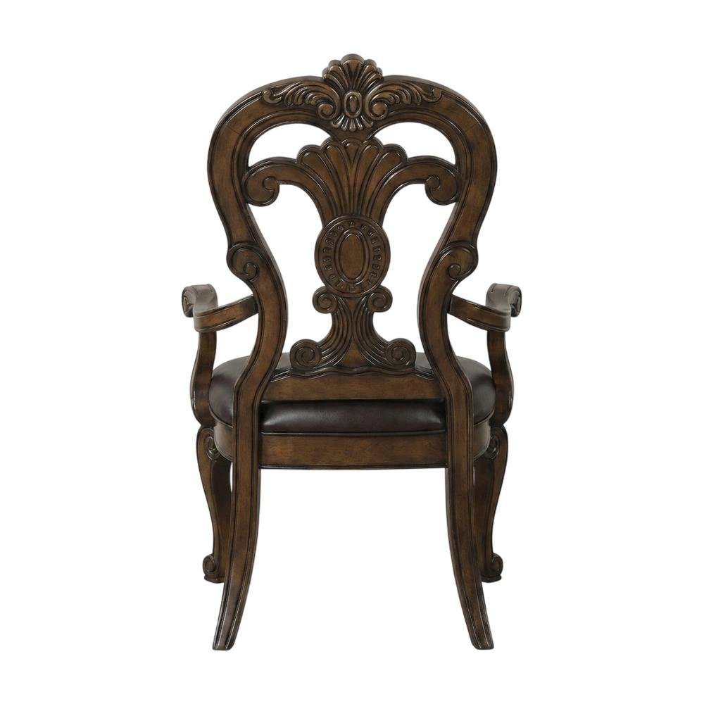 Dark Brown Upholstered Dining Arm Chair Set with Premium Fabric. Picture 5