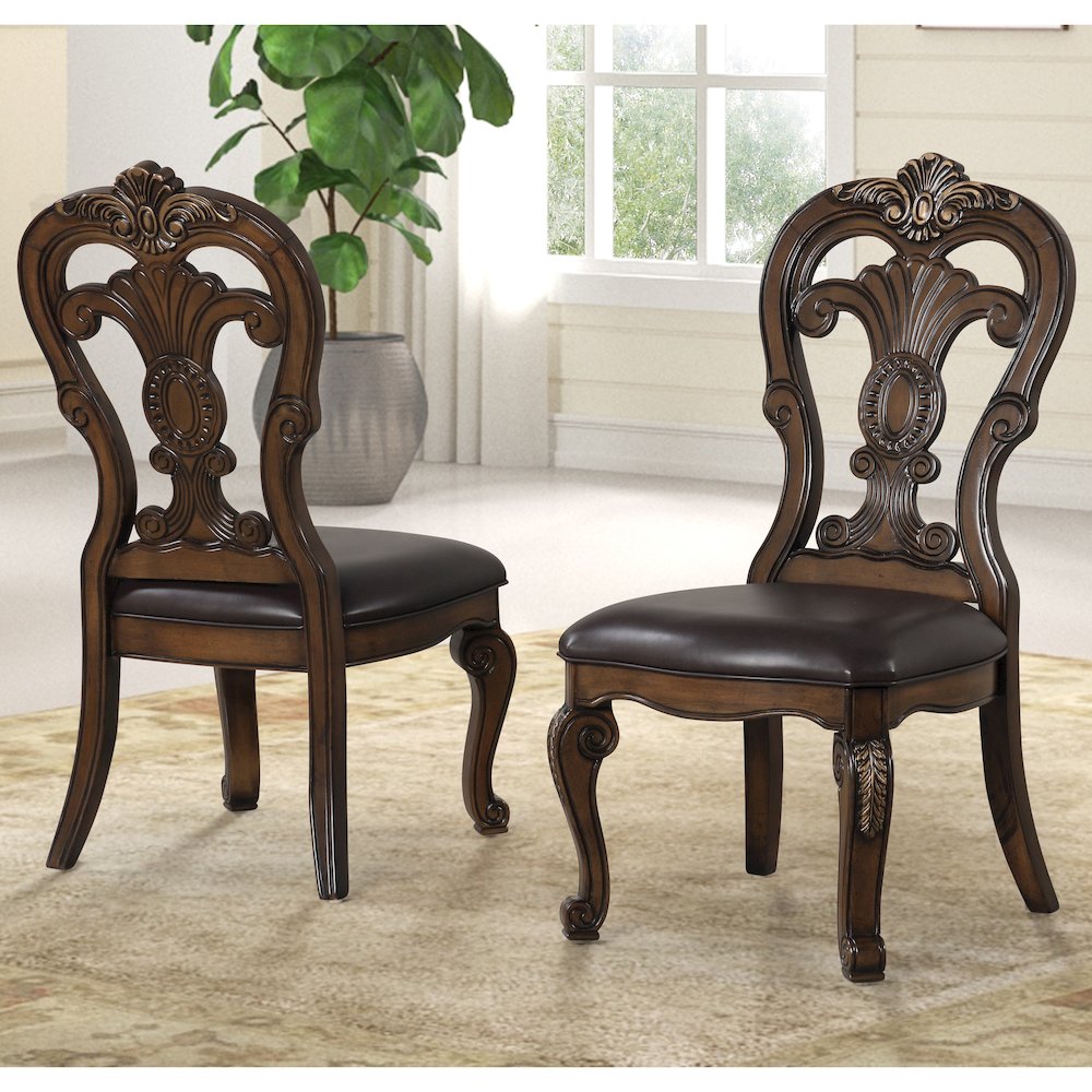 Melina Dark Brown Upholstered Dining Side Chair (Set of 2). Picture 4