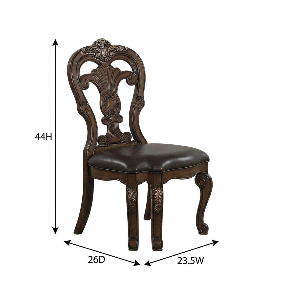 Dark Brown Upholstered Dining Side Chair Set with Cushioned Seat. Picture 6