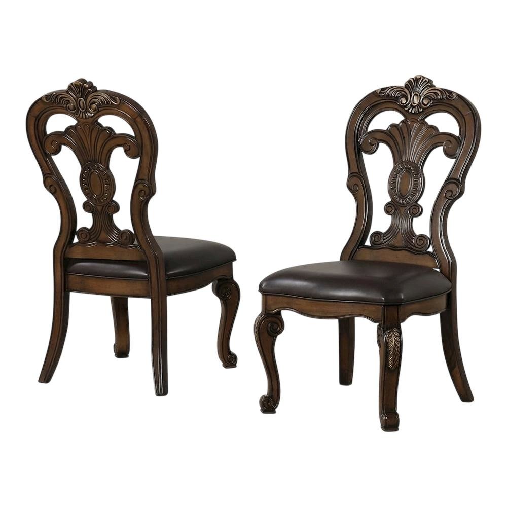 Dark Brown Upholstered Dining Side Chair Set with Cushioned Seat. Picture 1