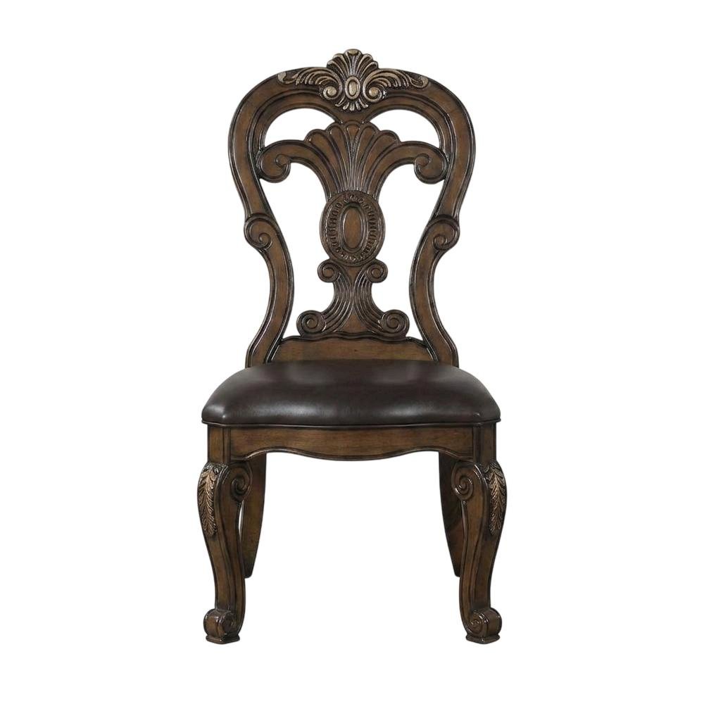 Dark Brown Upholstered Dining Side Chair Set with Cushioned Seat. Picture 5