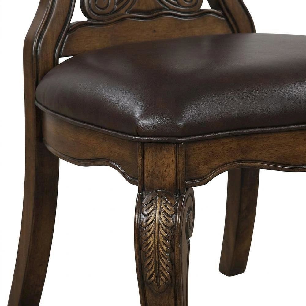 Dark Brown Upholstered Dining Side Chair Set with Cushioned Seat. Picture 4