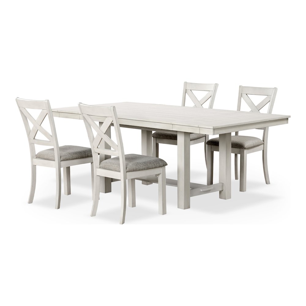 Chalen 5-Piece Rustic White Oak Extendable Dining Table Set