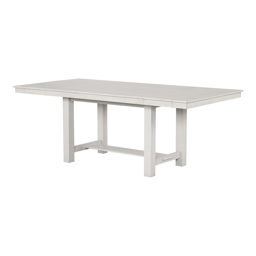 Chalen Rustic White Oak Wood Extendable Dining Table