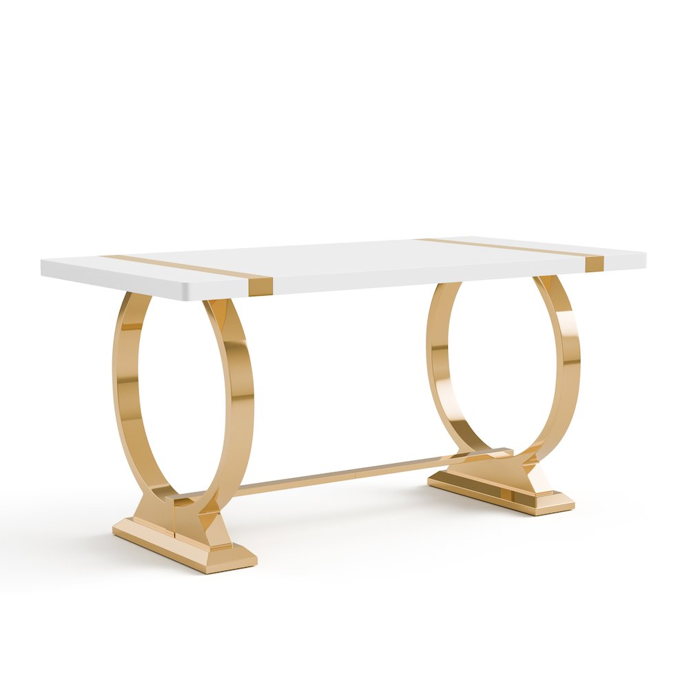 Stellas Stainless Steel Trestle Dining Table. Picture 1
