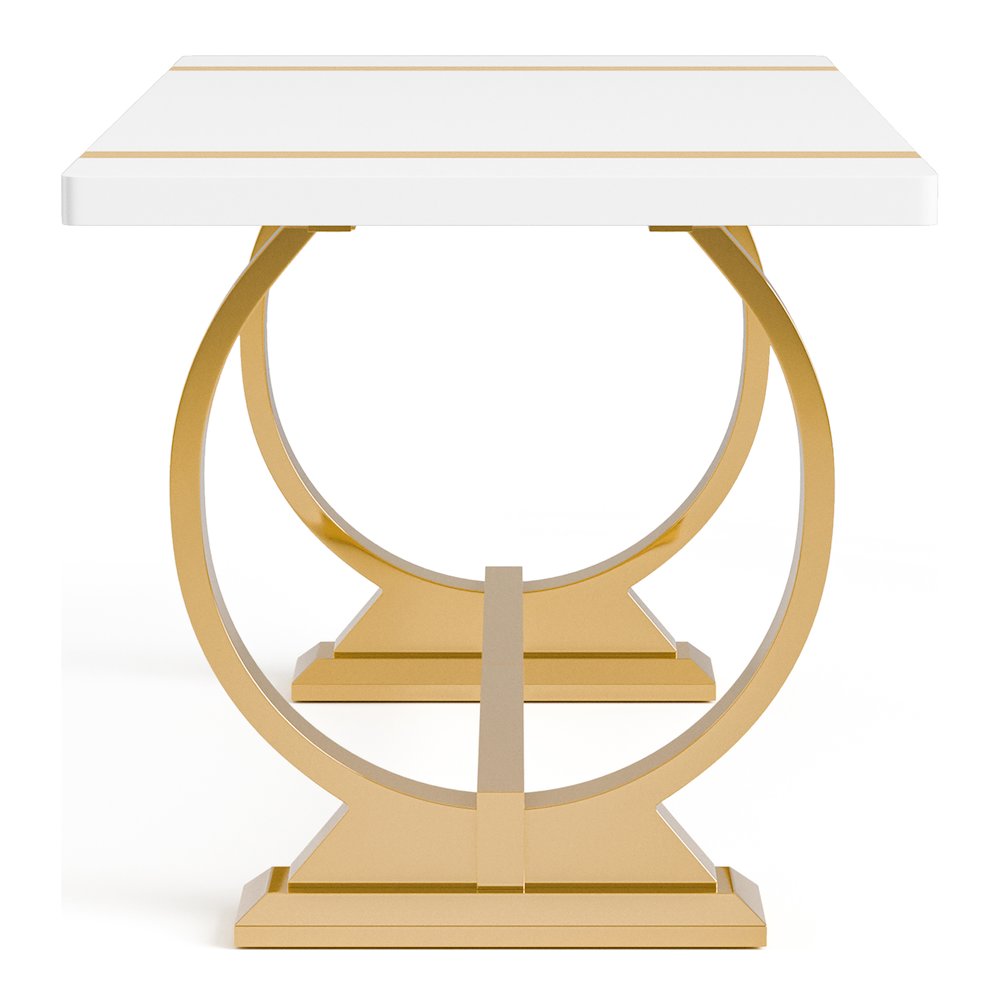 Stellas Stainless Steel Trestle Dining Table. Picture 3